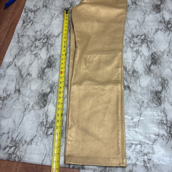 Nine West 100% Leather Y2K  Gold Metallic Pants size 10 NWT Deadstock 90s retro - Picture 9 of 9